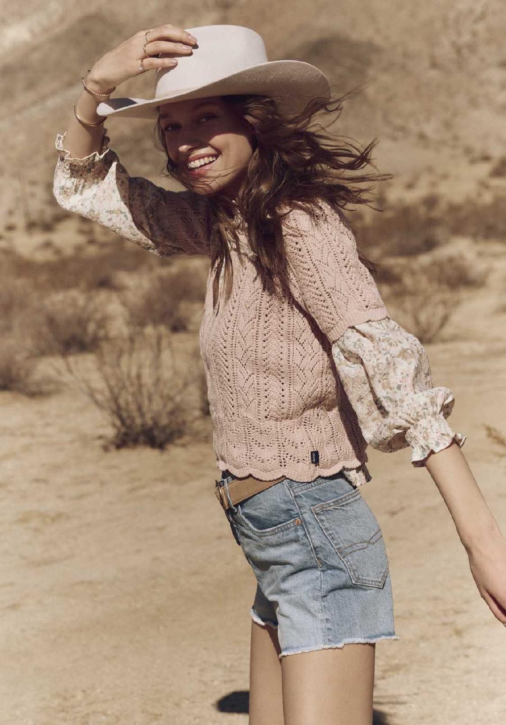 Buffalo David Bitton Blouse Smockée à Manches Longues Et Imprimé Floral Pour Femme Maylah Imprimé Floral Beige