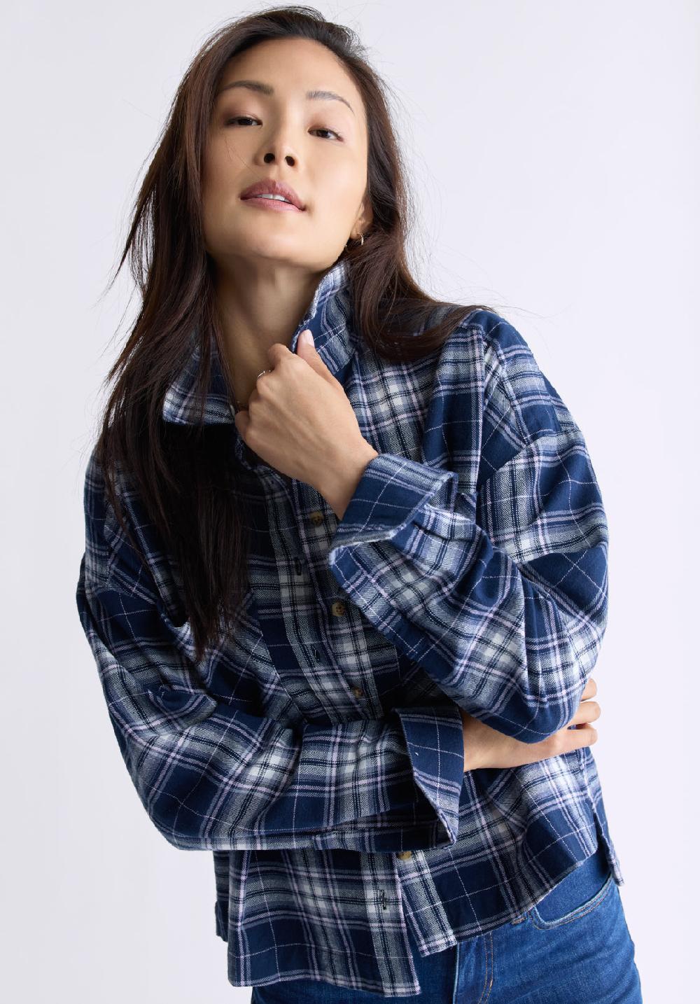 Buffalo David Bitton Enid Women's Plaid Shirt Navy