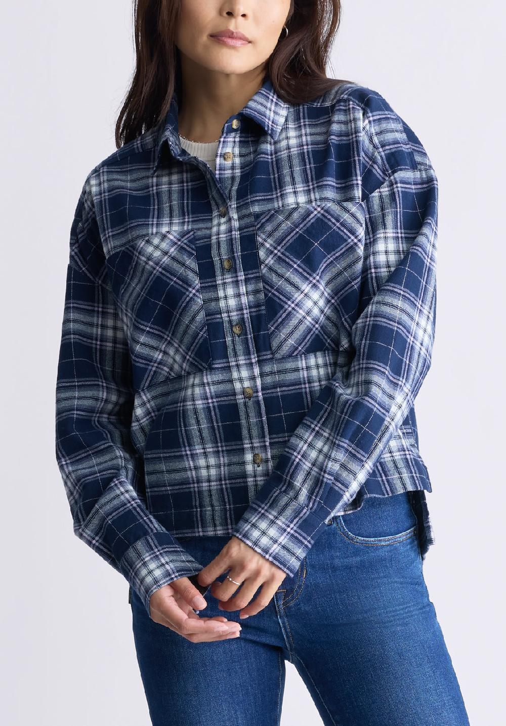 buffalo david bitton Enid Women's Plaid Shirt Navy