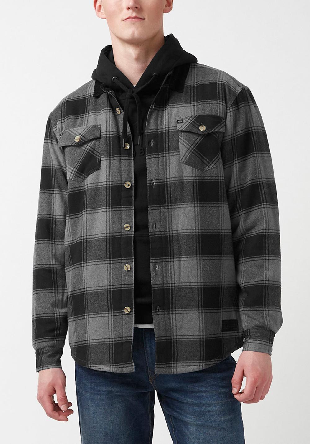 buffalo david bitton Seveno Grey Plaid Shacket