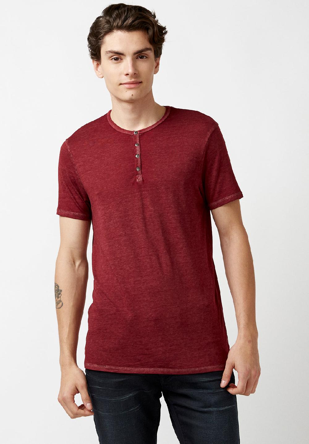 buffalo david bitton T-SHIRT HENLEY KASUM - BM21411