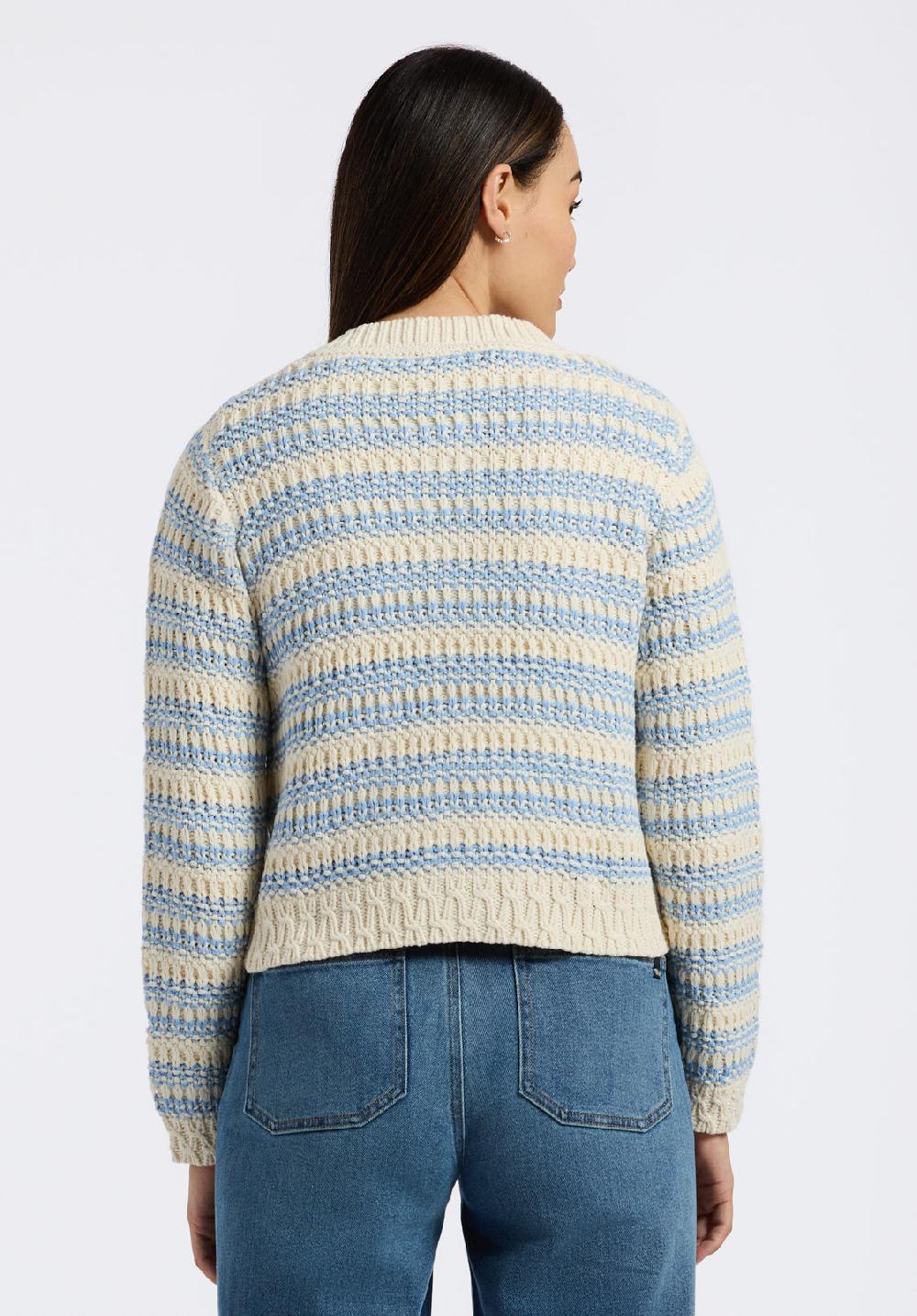 Buffalo David Bitton Cardigan En Maille à Rayures Boutonné Avec Poches Pour Femme Amaranth Beige Et Bleu