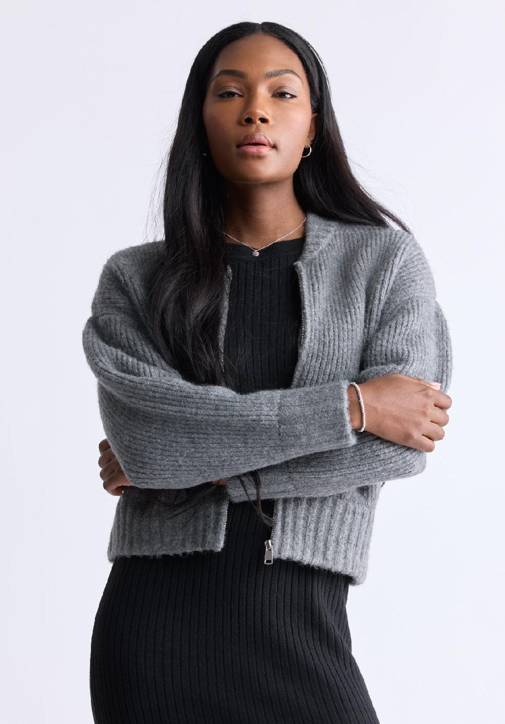 Buffalo David Bitton Cardigan En Maille Côtelée Avec Fermeture éclair Rudie Pour Femmes Gr