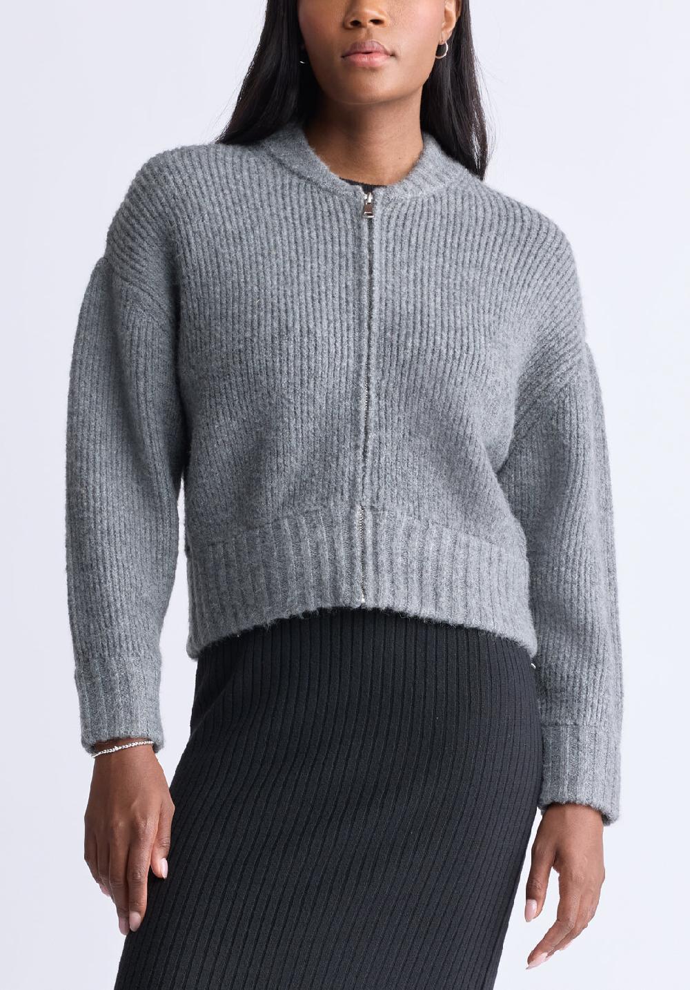 buffalo david bitton Cardigan en maille côtelée avec fermeture éclair Rudie pour femmes gr