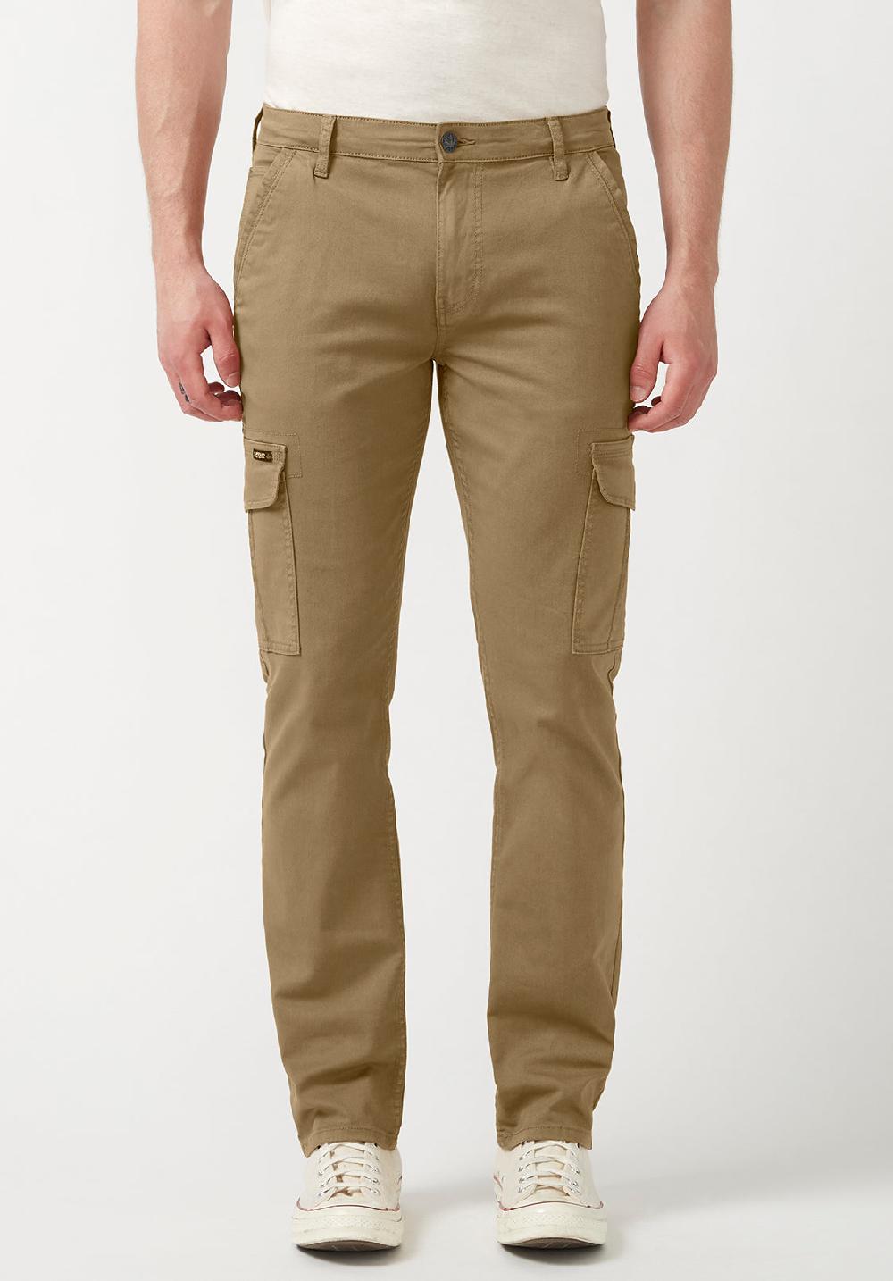 buffalo david bitton Cargo Joe Dark Beige Men's Straight Leg Pants