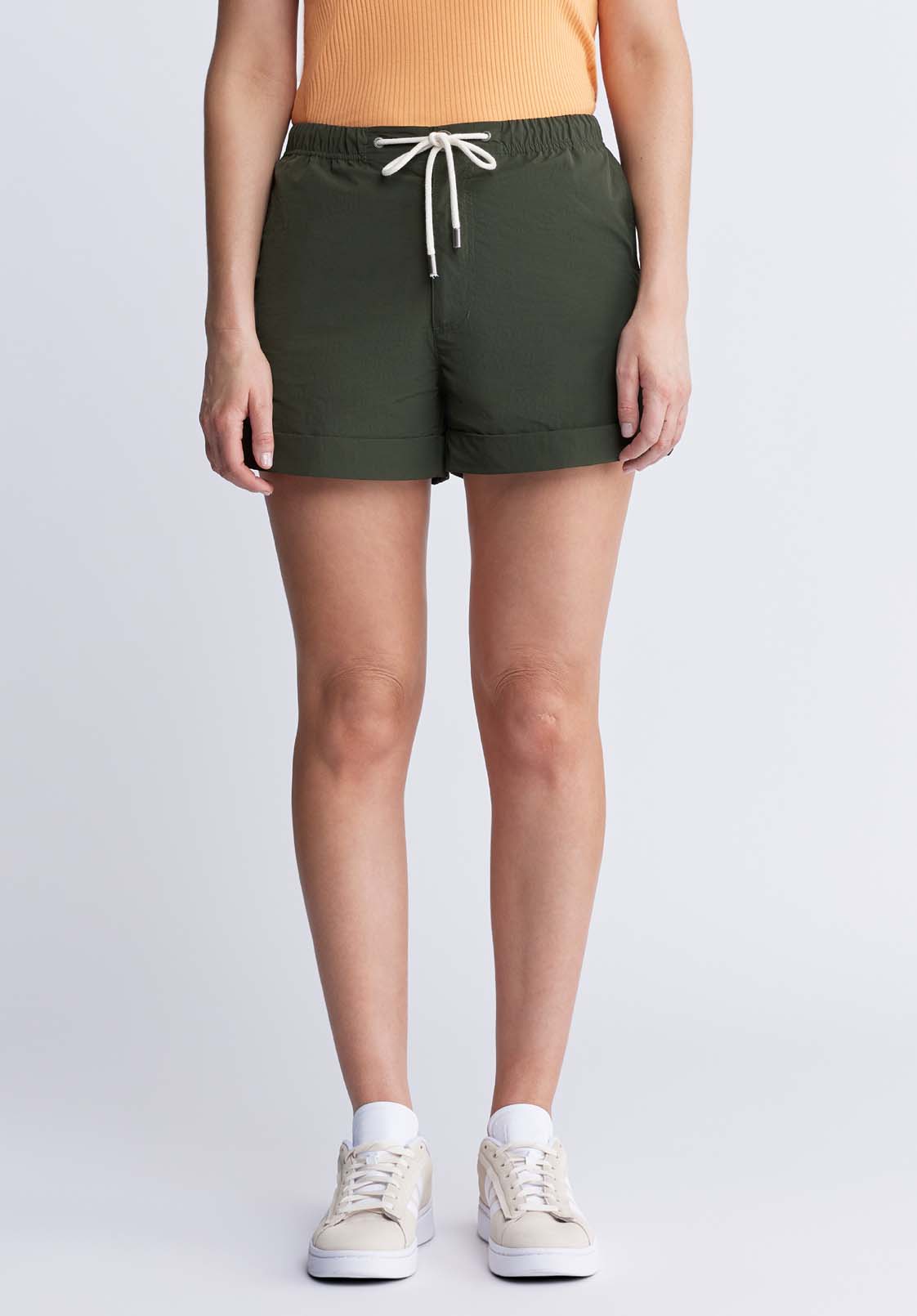 buffalo david bitton Casiane Women’s drawstring Shorts in Olive Green