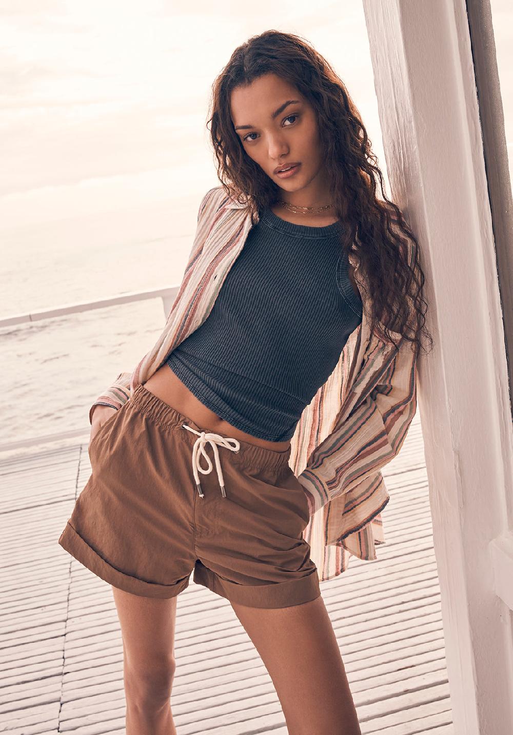 Buffalo David Bitton Casiane Women’s Drawstring Shorts In Vintage Caramel