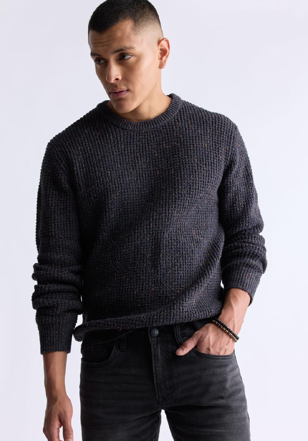 Buffalo David Bitton Chandail à Manches Longues Chiné Wonder Pour Hommes Brun - BM24464