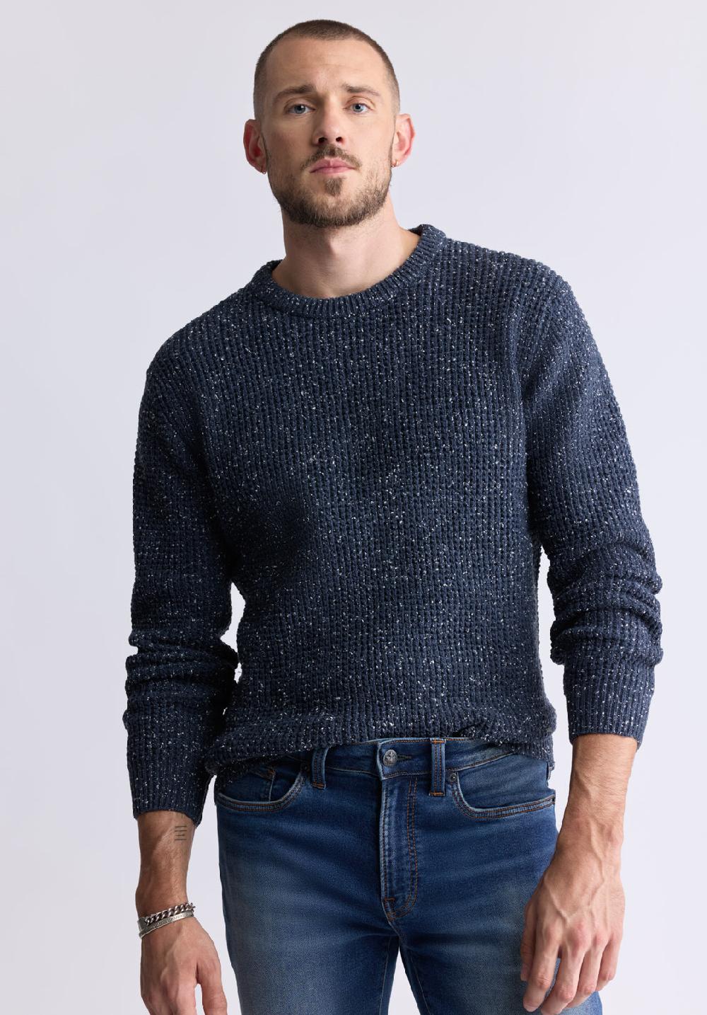 Buffalo David Bitton Chandail à Manches Longues Chiné Wonder Pour Hommes Marine - BM24464