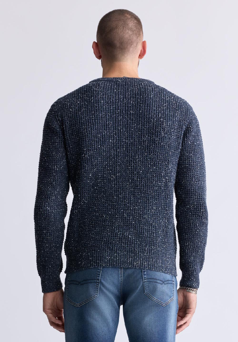 Buffalo David Bitton Chandail à Manches Longues Chiné Wonder Pour Hommes Marine - BM24464