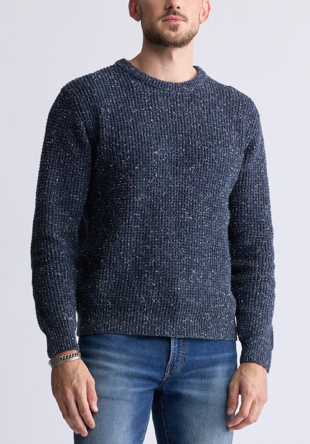 buffalo david bitton Chandail à manches longues chiné Wonder pour hommes marine - BM24464