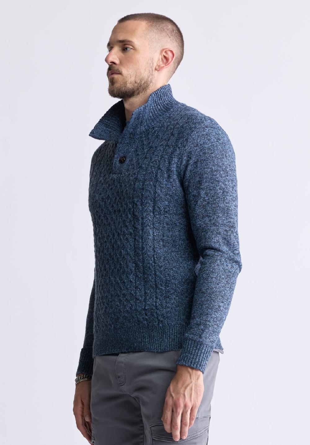 Buffalo David Bitton Chandail à Manches Longues En Maille Torsadée Watcher Pour Hommes Col