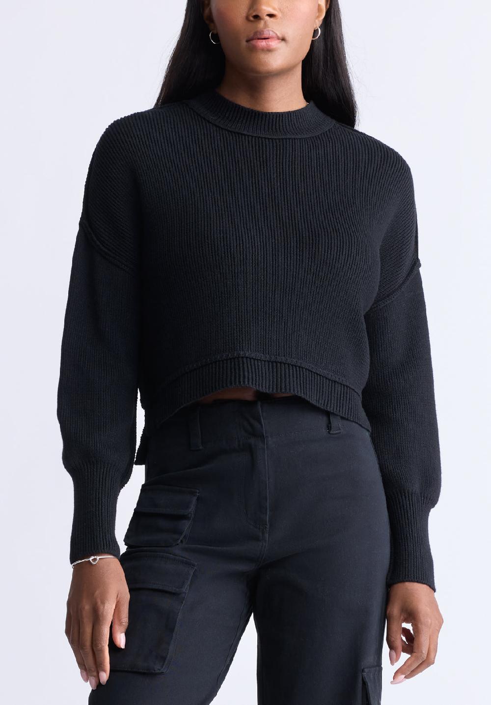 Buffalo David Bitton Chandail Court à Manches Longues Seema Pour Femmes Noir - SW0095F