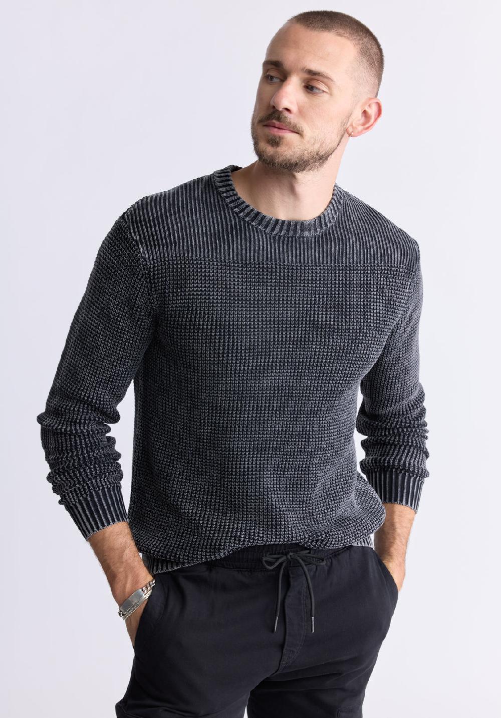 Buffalo David Bitton Chandail En Maille Texturée Washy Pour Hommes Gris - BM24451