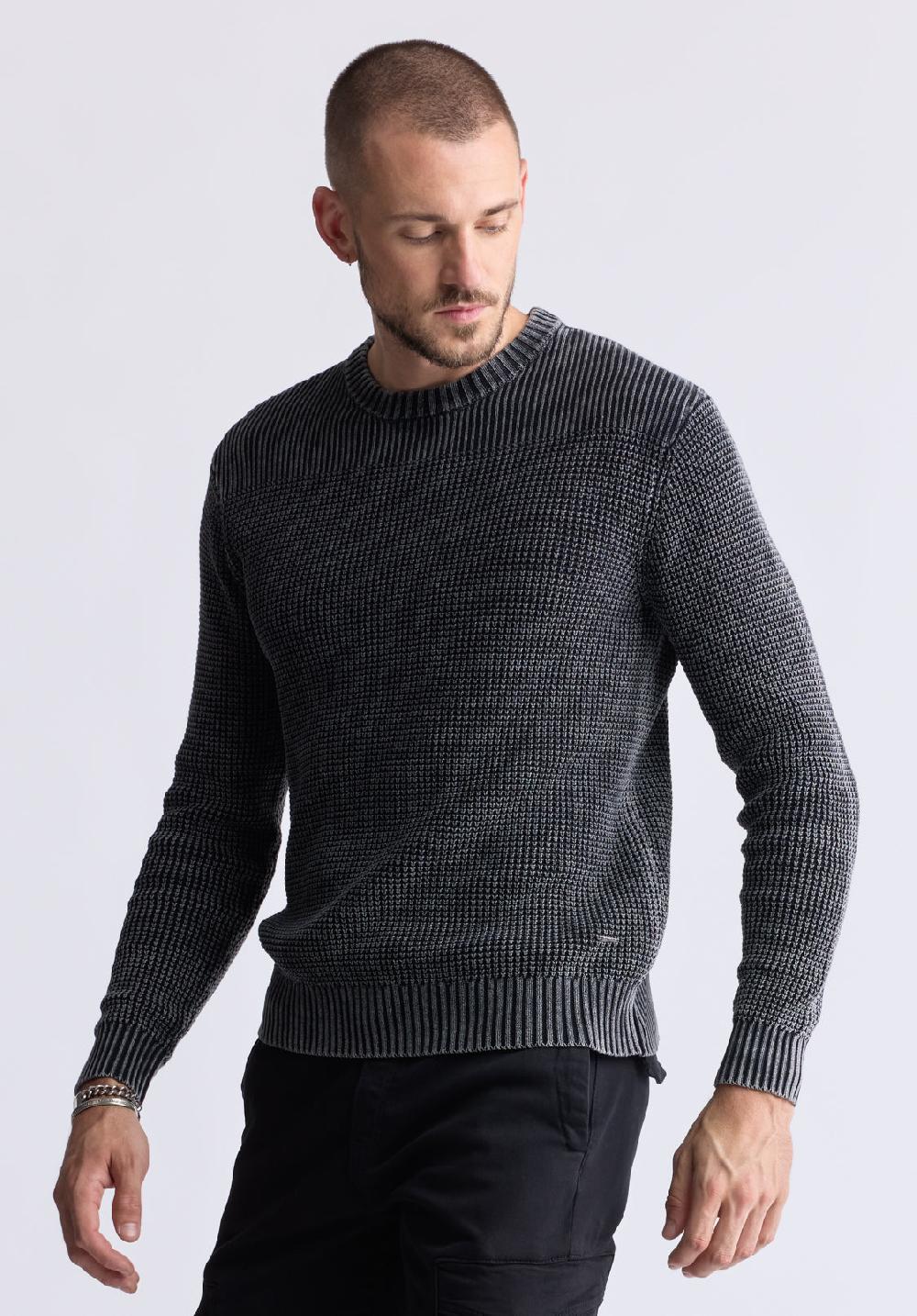 Buffalo David Bitton Chandail En Maille Texturée Washy Pour Hommes Gris - BM24451