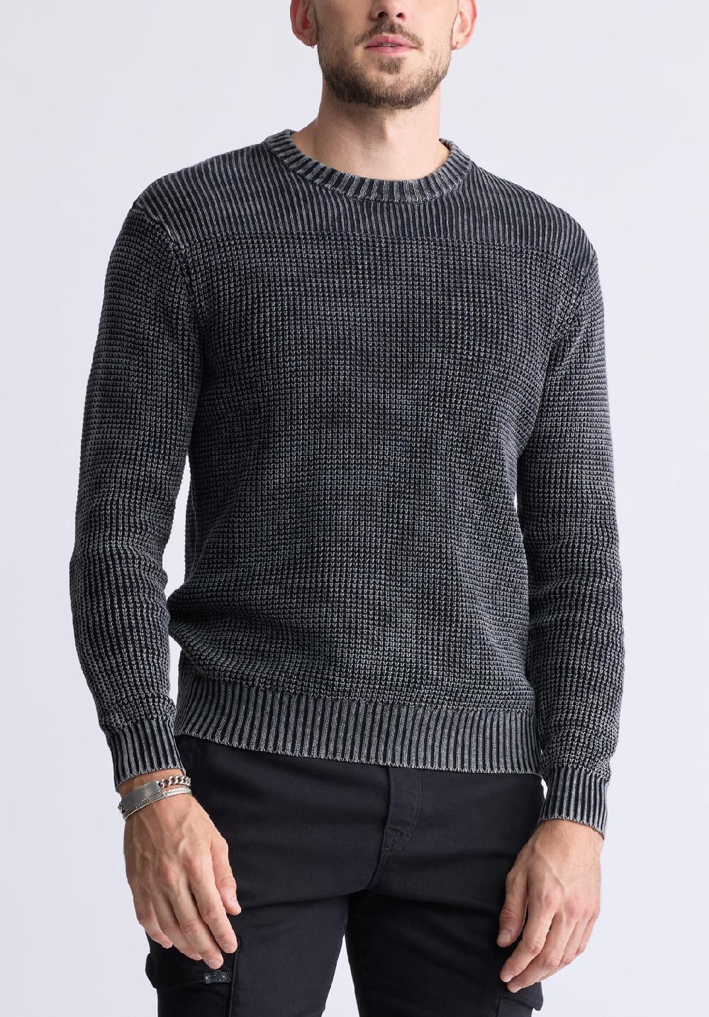 Buffalo David Bitton Chandail En Maille Texturée Washy Pour Hommes Gris - BM24451