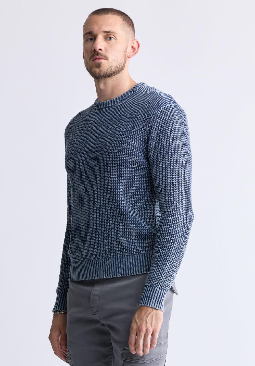 Buffalo David Bitton Chandail En Maille Texturée Washy Pour Hommes Marine - BM24451