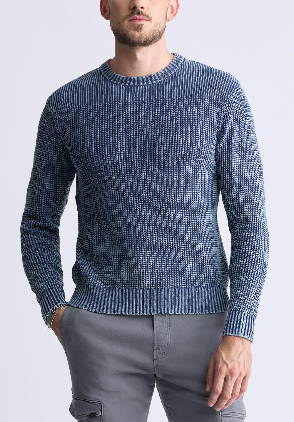 Buffalo David Bitton Chandail En Maille Texturée Washy Pour Hommes Marine - BM24451