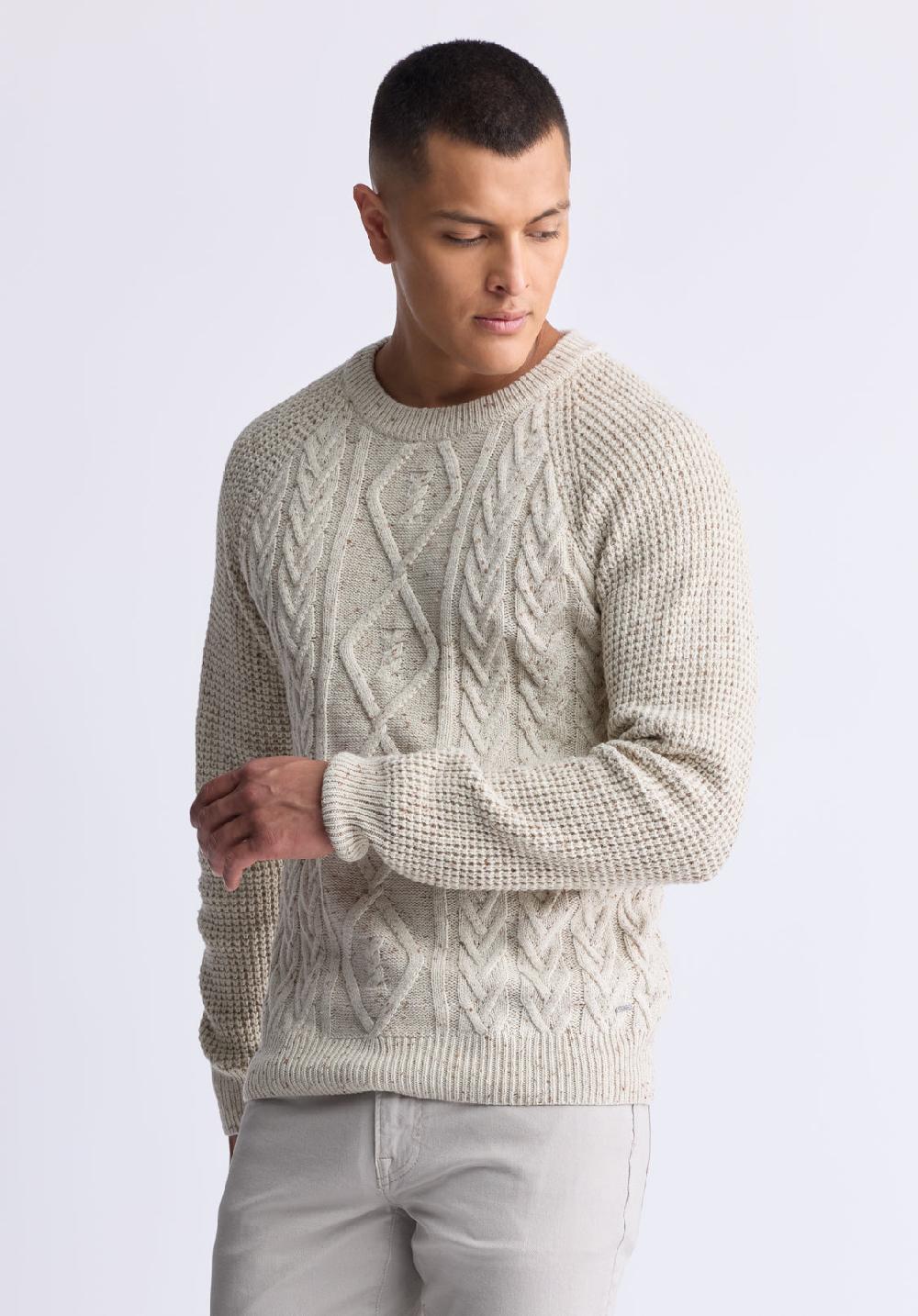 Buffalo David Bitton Chandail En Maille Torsadée Wallaby Pour Hommes Crème - BM24417