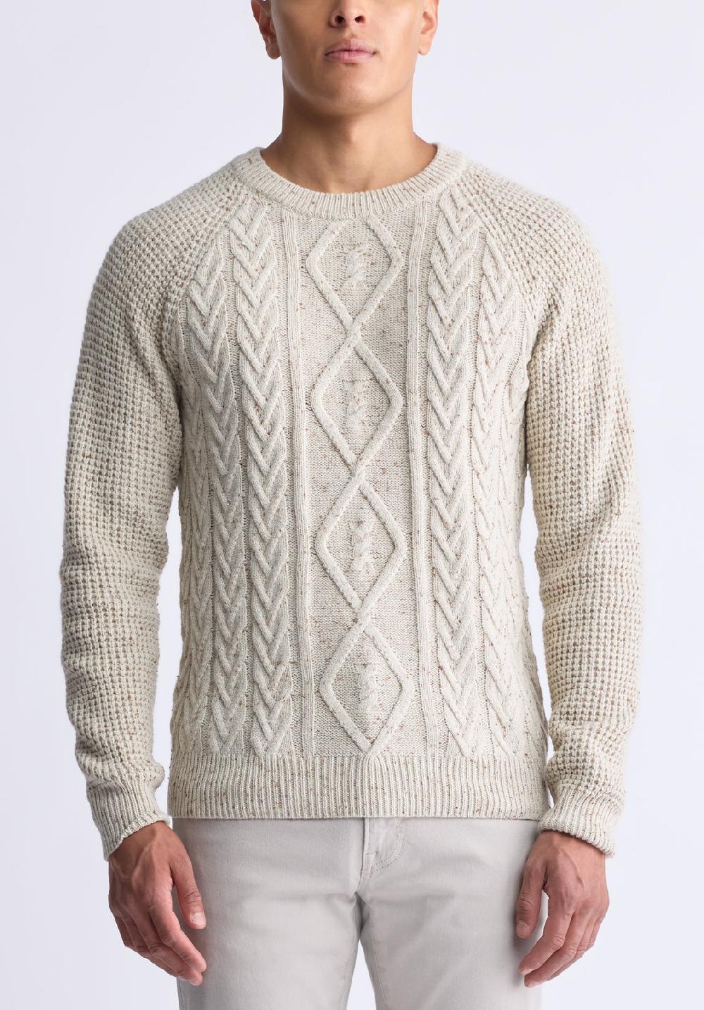 buffalo david bitton Chandail en maille torsadée Wallaby pour hommes crème - BM24417