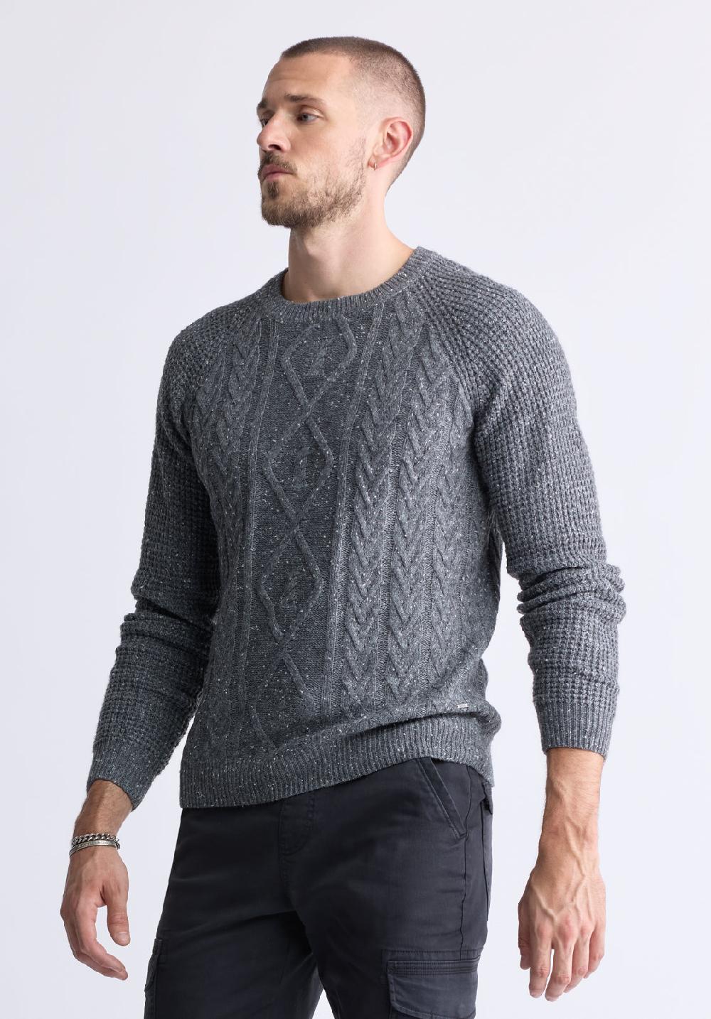 Buffalo David Bitton Chandail En Maille Torsadée Wallaby Pour Hommes Gris - BM24417