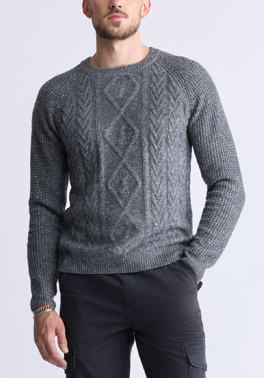 Buffalo David Bitton Chandail En Maille Torsadée Wallaby Pour Hommes Gris - BM24417