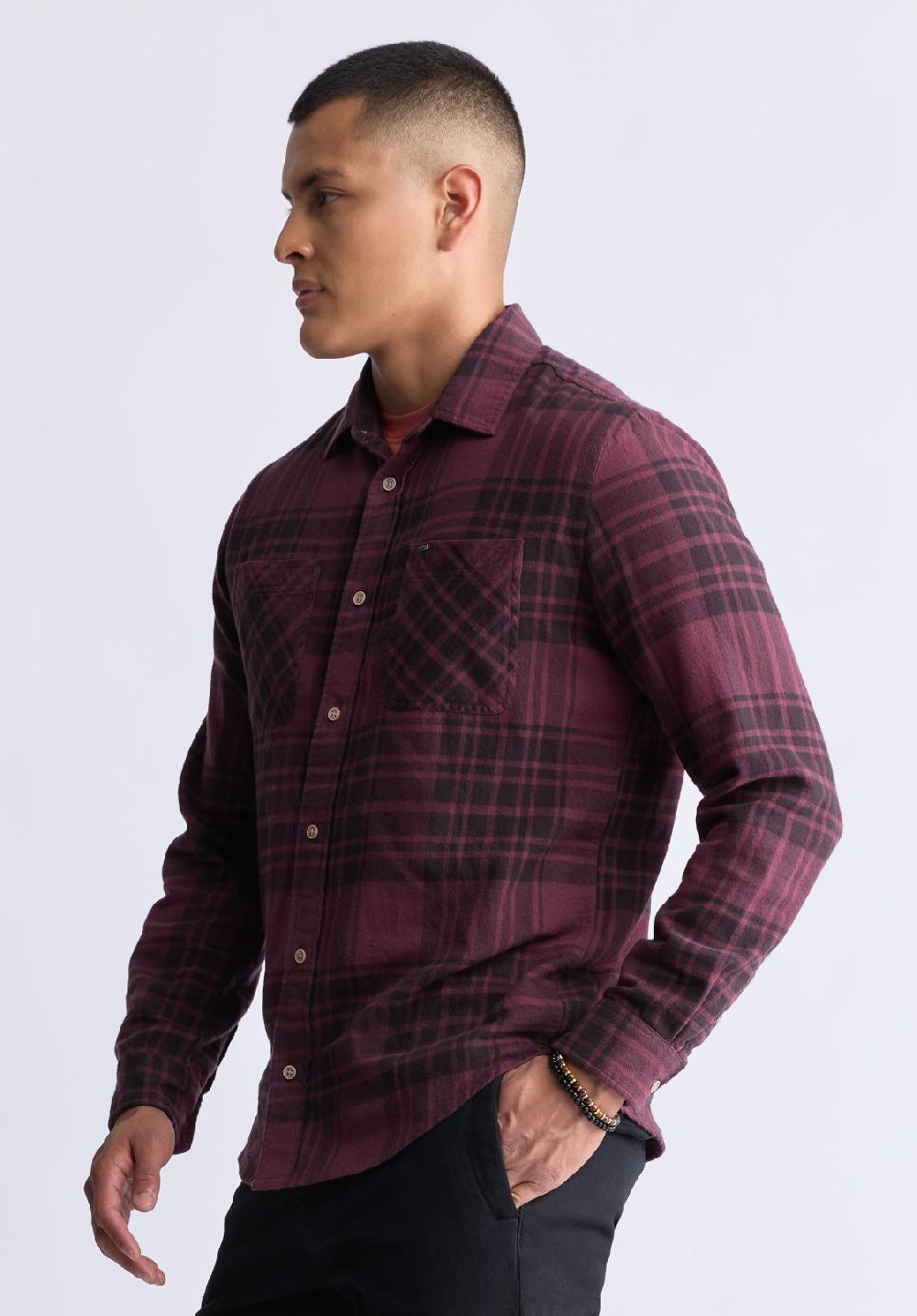 Buffalo David Bitton Chemise à Carreaux Classique Sinato Pour Hommes Bordeaux - BM24449