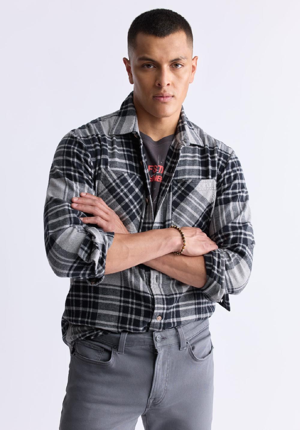 Buffalo David Bitton Chemise à Carreaux Classique Sinato Pour Hommes Gris - BM24449