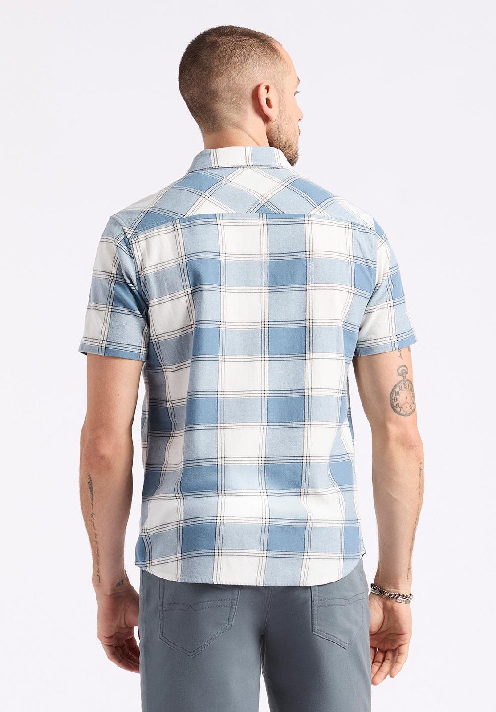 Buffalo David Bitton Chemise Ajustée à Manches Courtes à Carreaux Pour Homme Sagrino Bleu Mirage