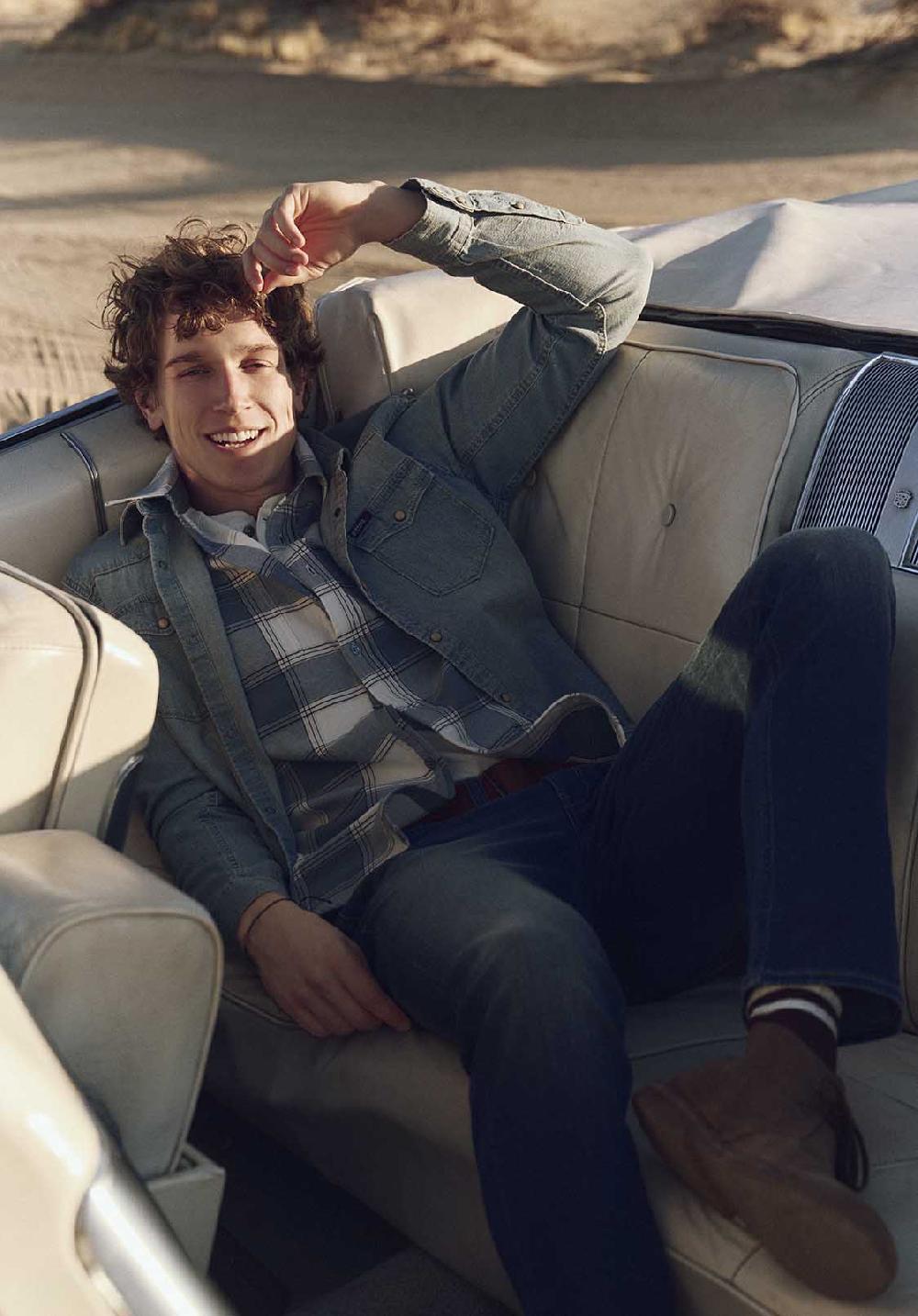 Buffalo David Bitton Chemise Ajustée à Manches Courtes à Carreaux Pour Homme Sagrino Bleu Mirage