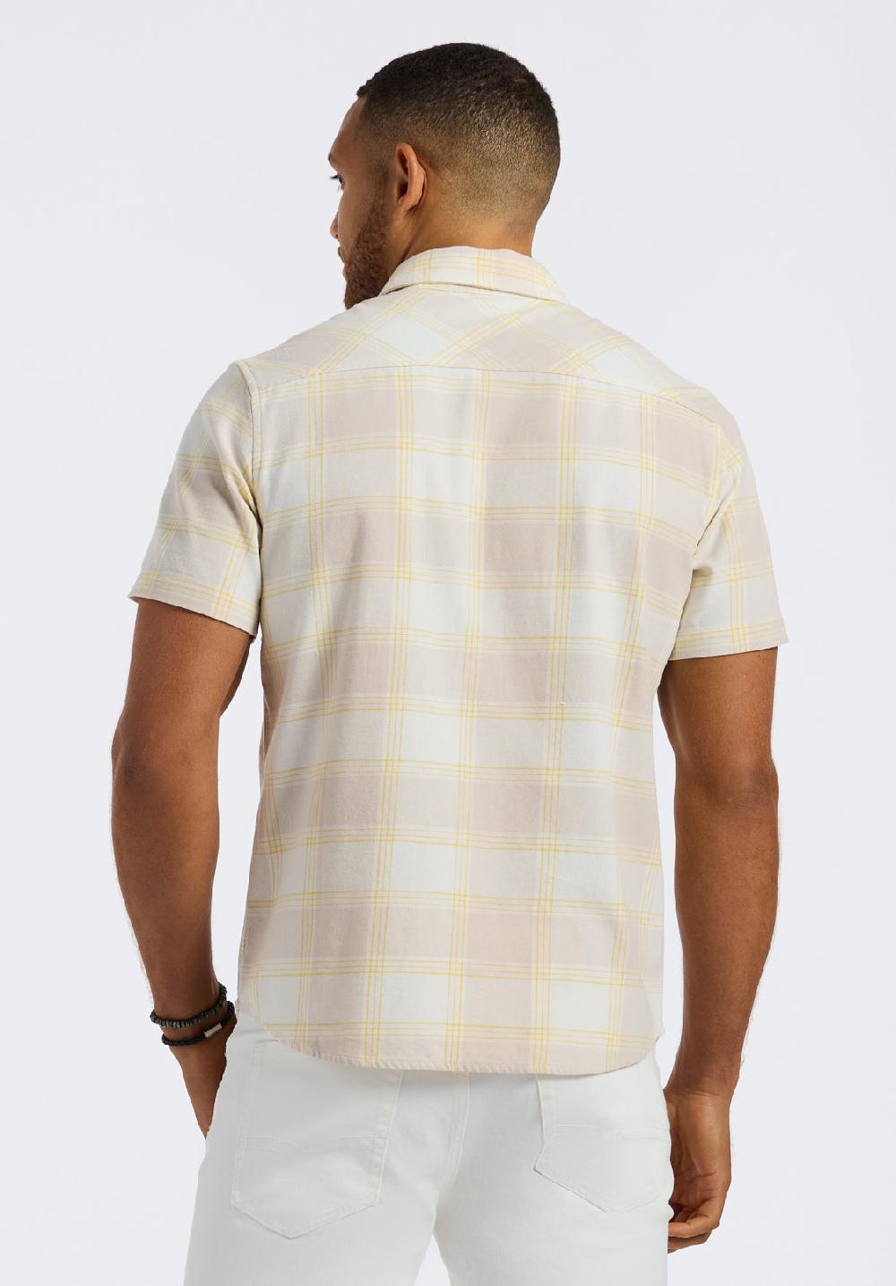 Buffalo David Bitton Chemise Ajustée à Manches Courtes à Carreaux Pour Homme Sagrino Blanc