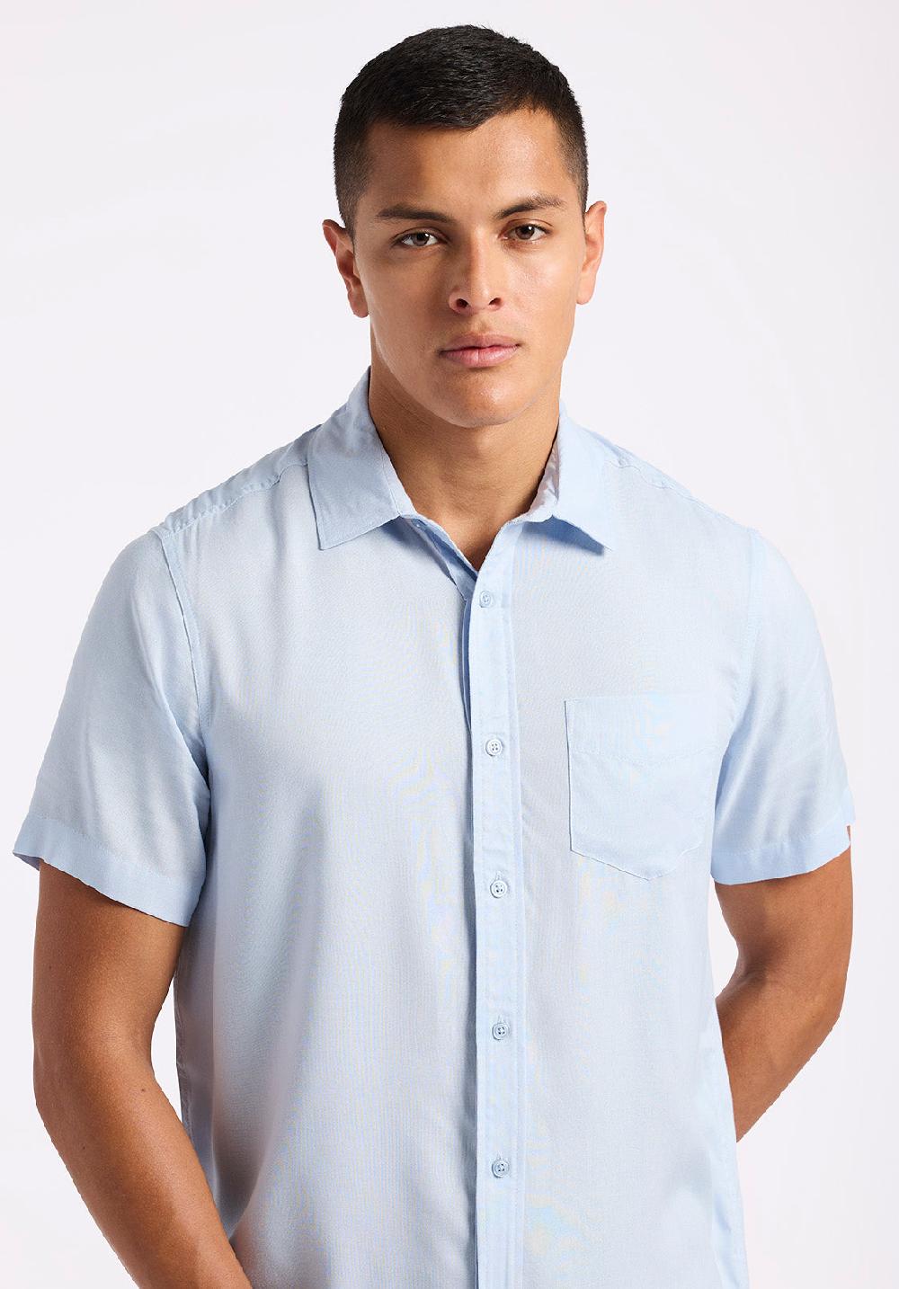 Buffalo David Bitton Chemise Ajustée à Manches Courtes Boutonnée Pour Homme Sirilo Bleu
