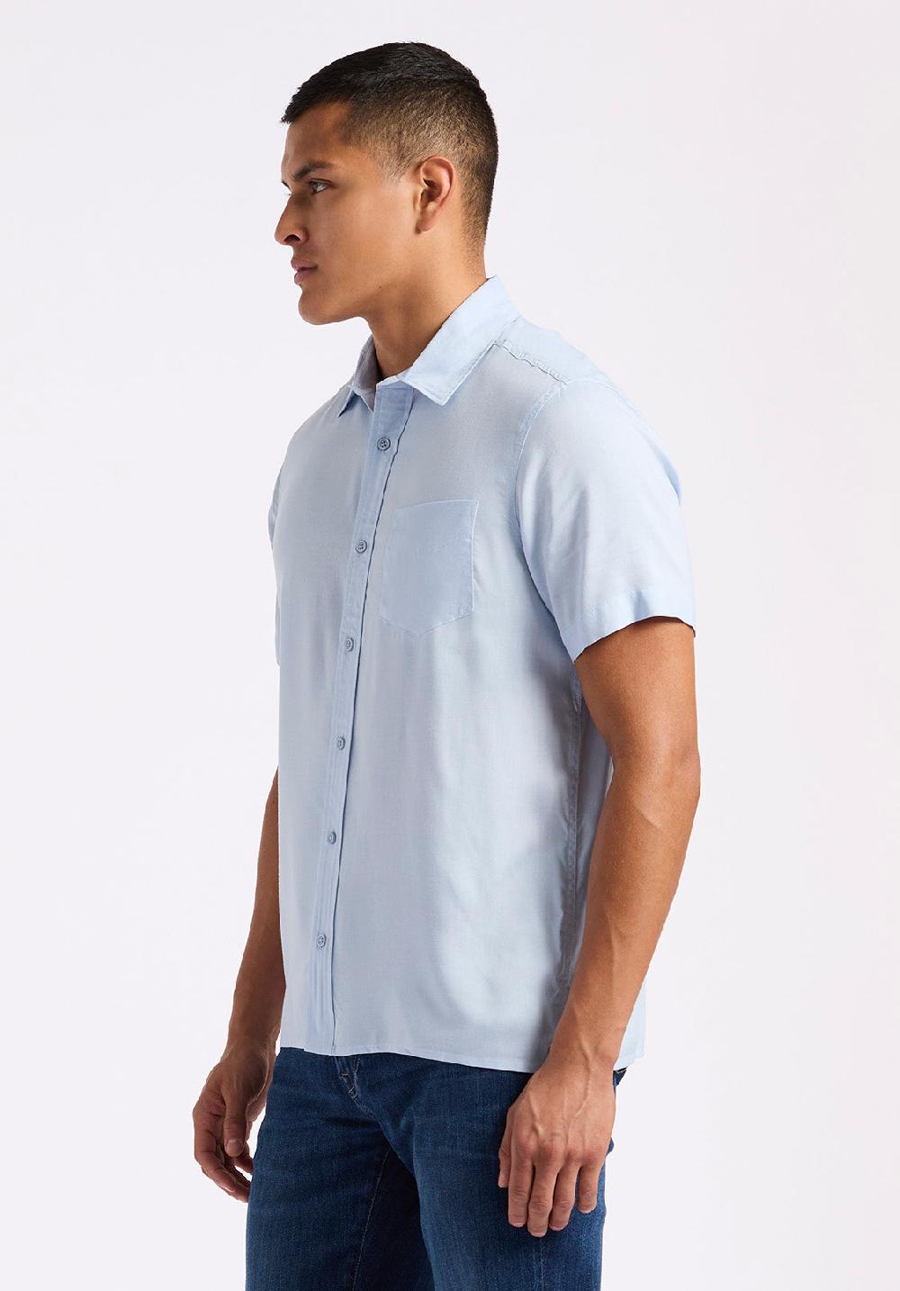 Buffalo David Bitton Chemise Ajustée à Manches Courtes Boutonnée Pour Homme Sirilo Bleu