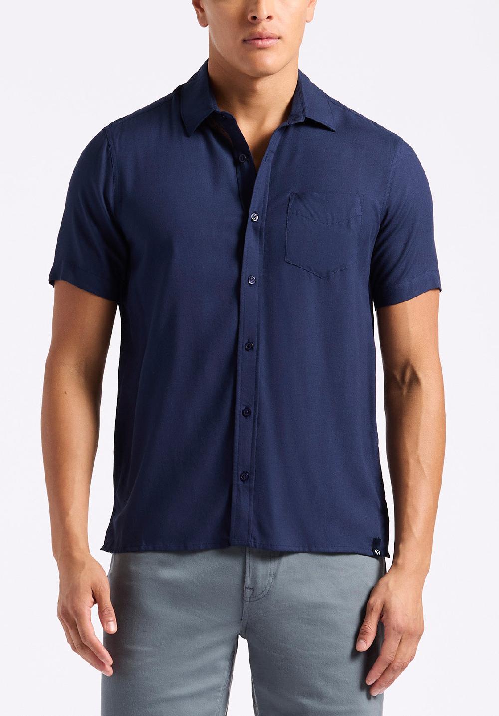 buffalo david bitton Chemise ajustée à manches courtes boutonnée pour homme Sirilo marine