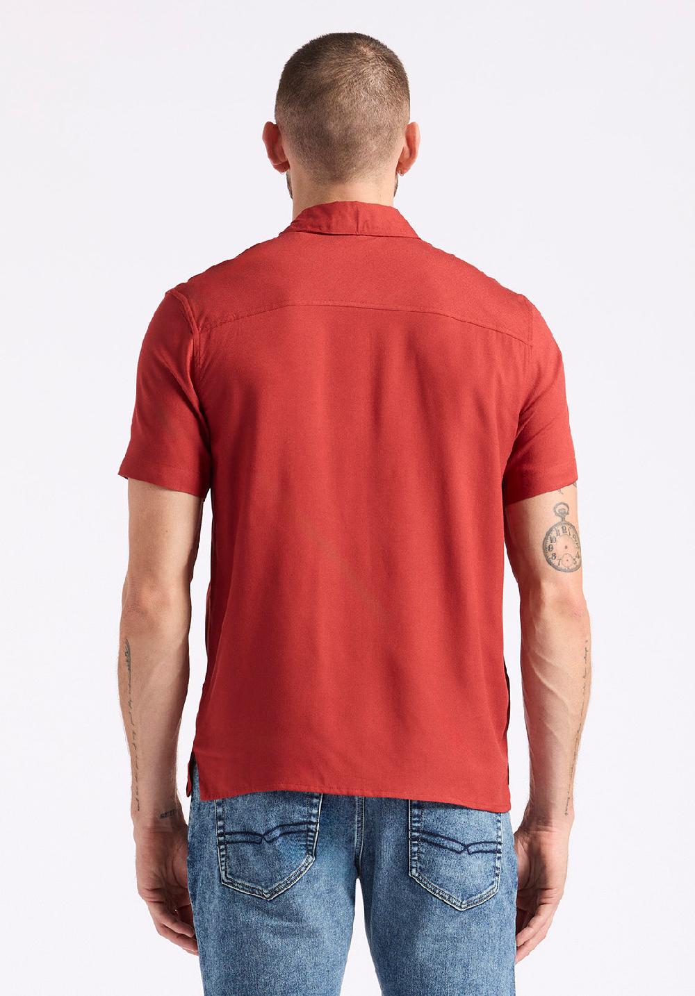 Buffalo David Bitton Chemise Ajustée à Manches Courtes Boutonnée Pour Homme Sirilo Rouge