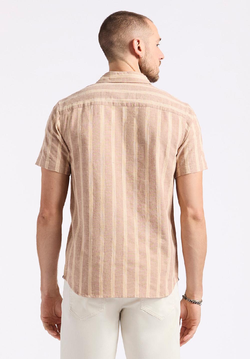 Buffalo David Bitton Chemise Ajustée à Manches Courtes Rayée Pour Homme Sagrino Beige