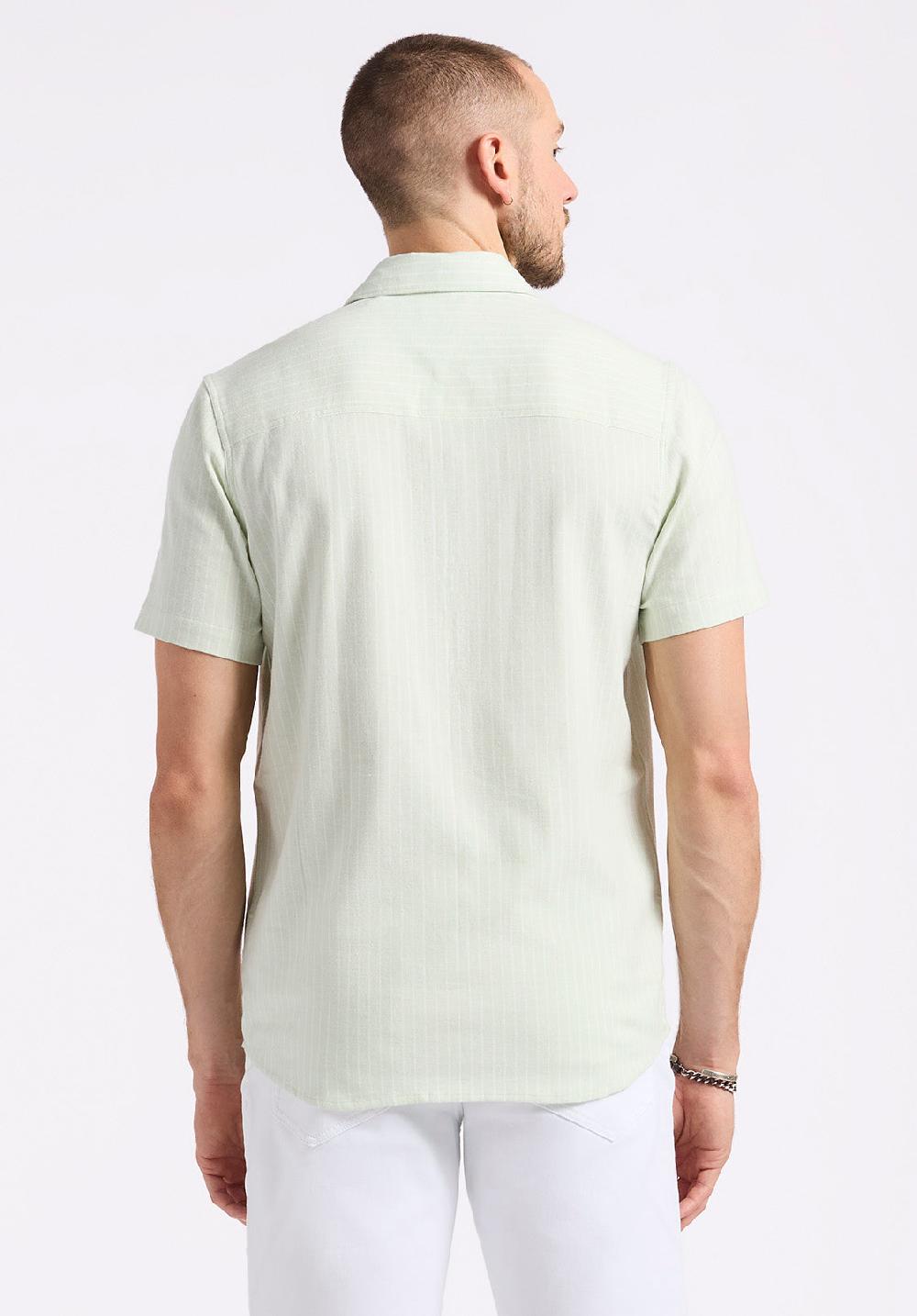 Buffalo David Bitton Chemise Ajustée à Manches Courtes Rayée Pour Homme Sirilo Aqua