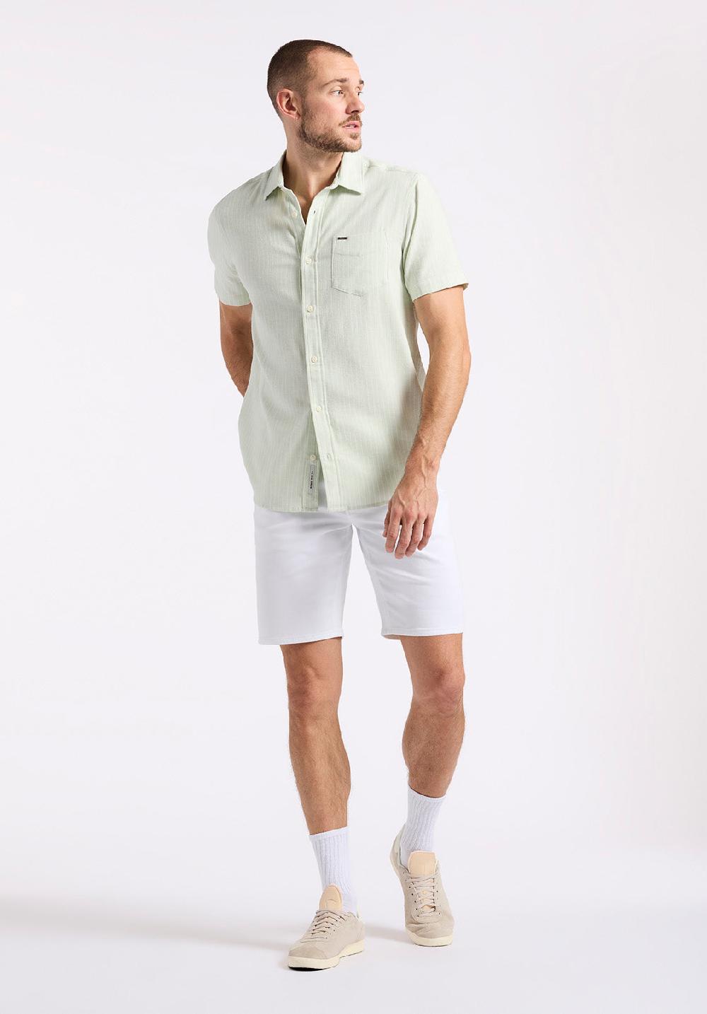 Buffalo David Bitton Chemise Ajustée à Manches Courtes Rayée Pour Homme Sirilo Aqua