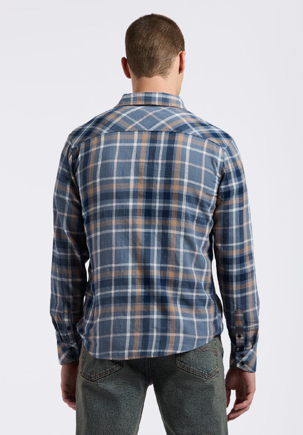 Buffalo David Bitton Chemise Ajustée à Manches Longues à Carreaux Pour Homme Sierra Bleu