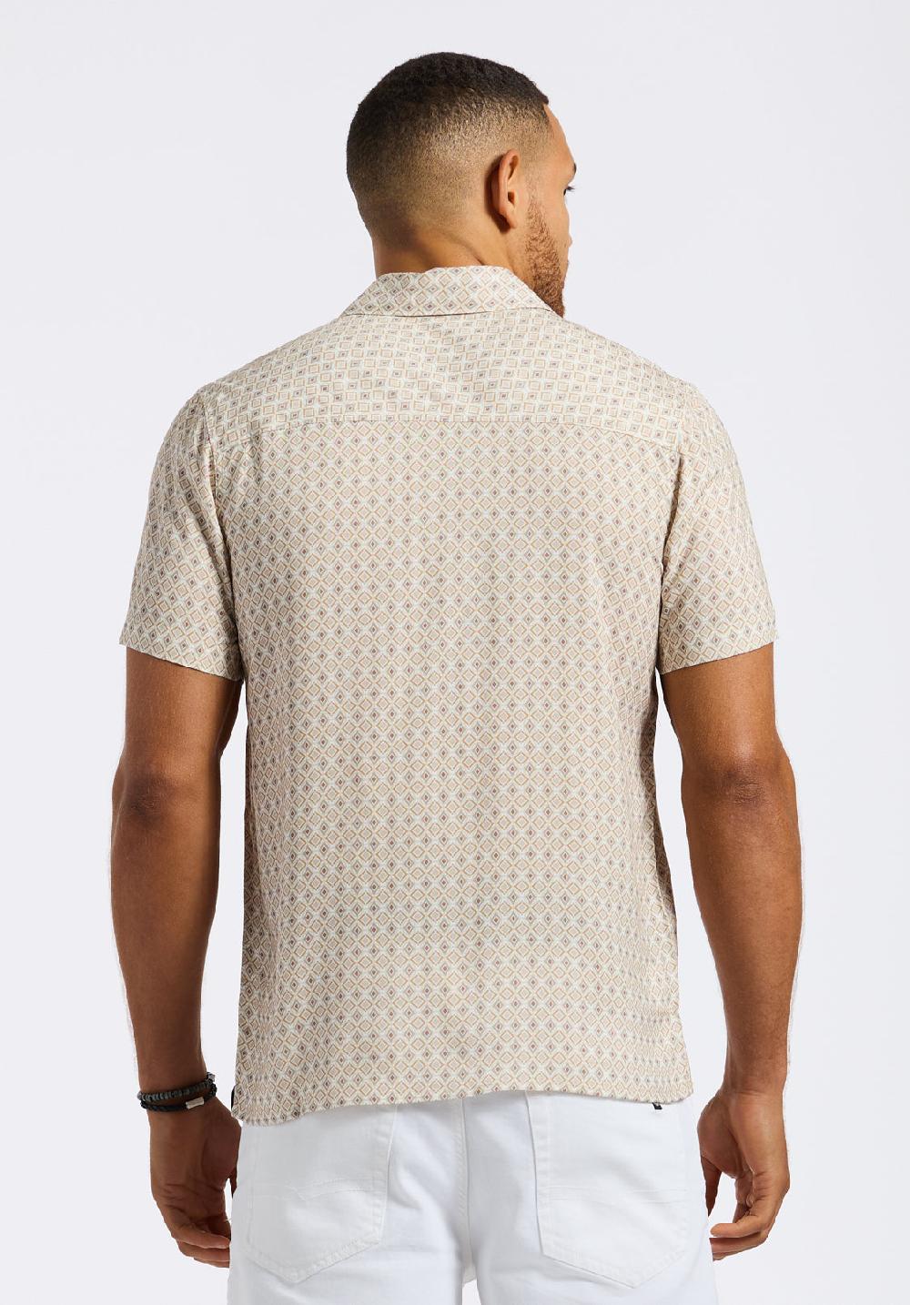 Buffalo David Bitton Chemise Ajustée Boutonnée à Manches Courtes Avec Imprimé Géométrique Pour Homme Sirilo Blanc
