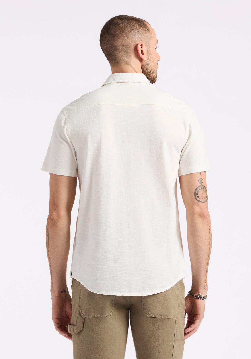 Buffalo David Bitton Chemise Ajustée Boutonnée En Jersey Flammé à Manches Courtes Pour Homme Savoya Blanc