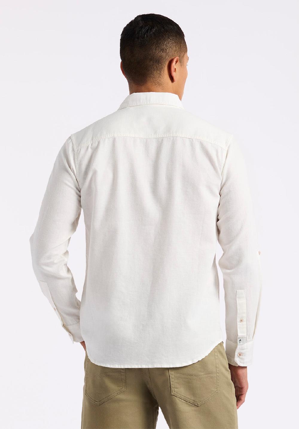 Buffalo David Bitton Chemise Ajustée En Lin Et Coton à Manches Longues Pour Homme Simbio Blanc