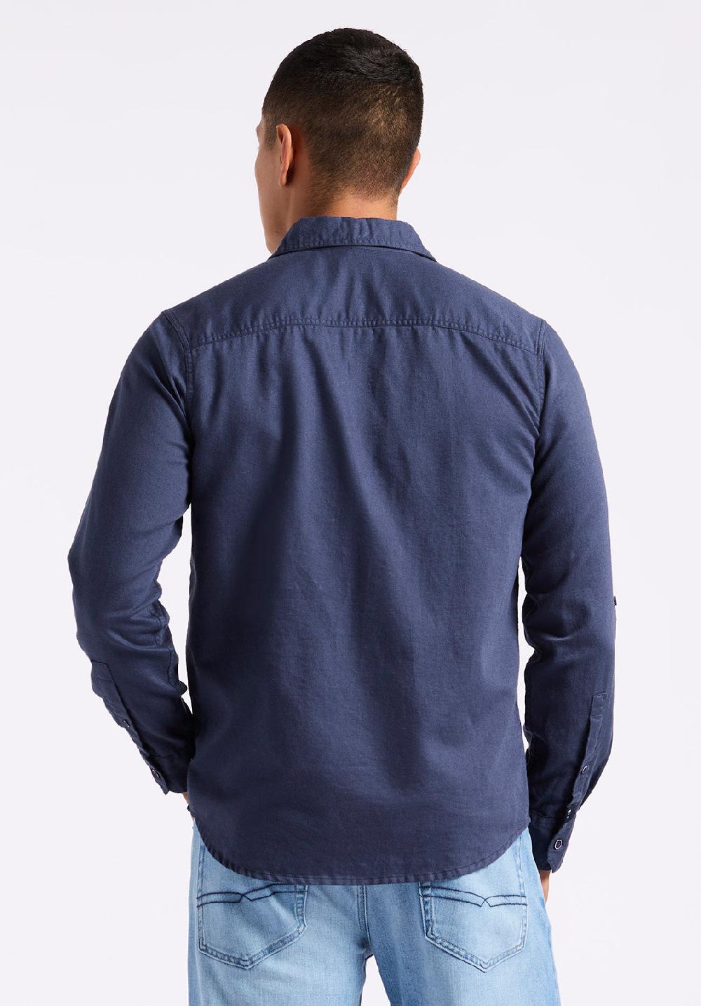 Buffalo David Bitton Chemise Ajustée En Lin Et Coton à Manches Longues Pour Homme Simbio Marine