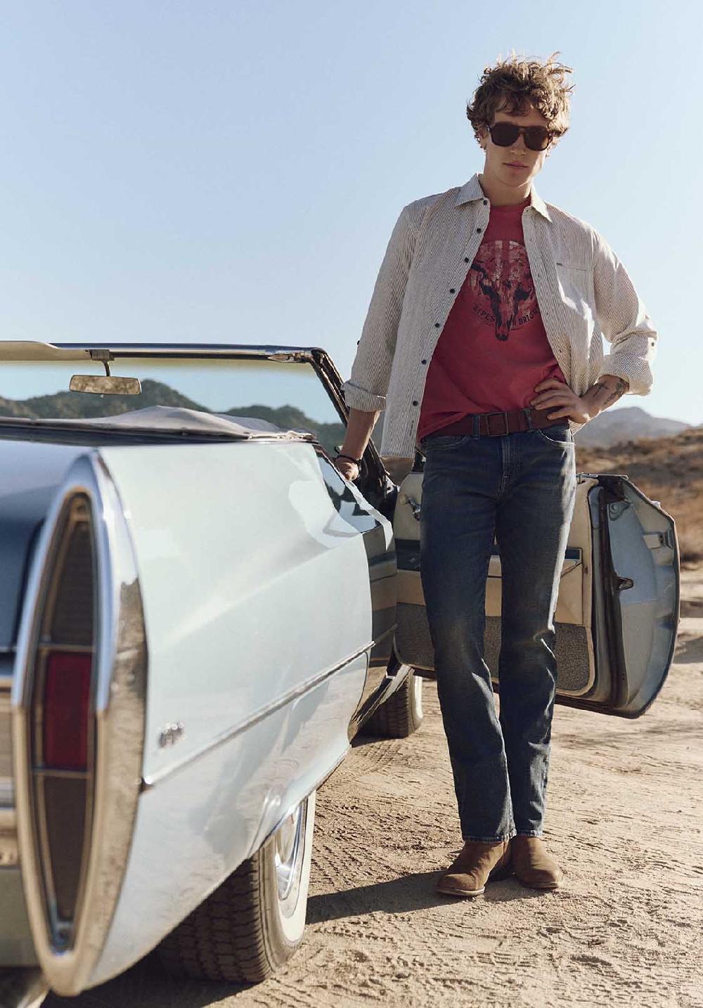 Buffalo David Bitton Chemise Ajustée En Lin Et Coton à Manches Longues Rayée Pour Homme Simbio Bleu