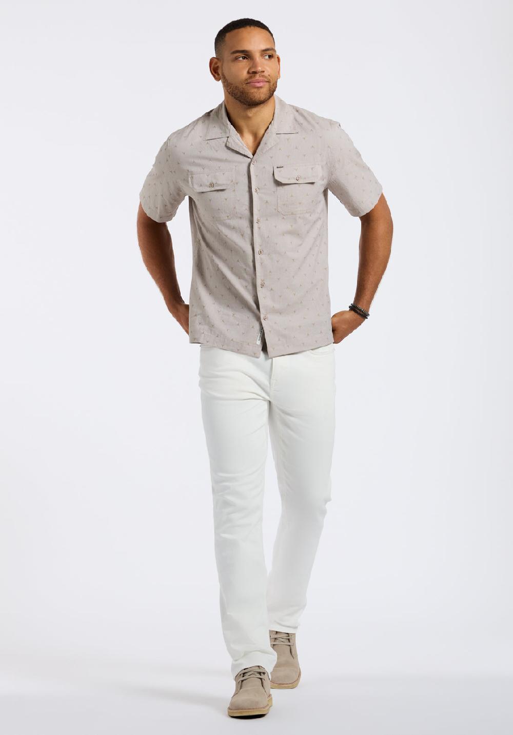 Buffalo David Bitton Chemise Boutonnée à Manches Courtes Avec Poches Poitrine Et Motifs Pour Homme Salaman Beige Tuffet