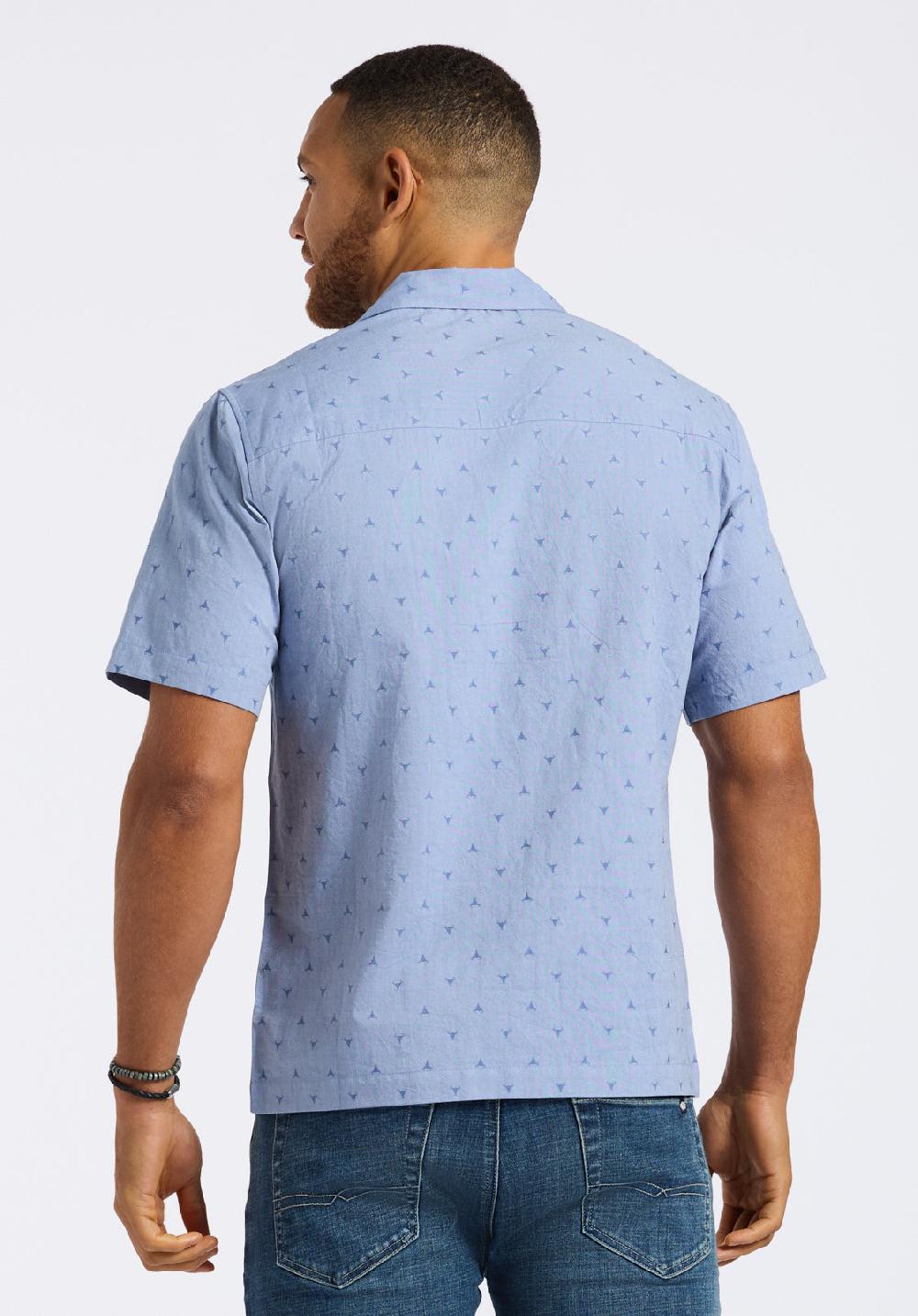 Buffalo David Bitton Chemise Boutonnée à Manches Courtes Avec Poches Poitrine Et Motifs Pour Homme Salaman Bleu