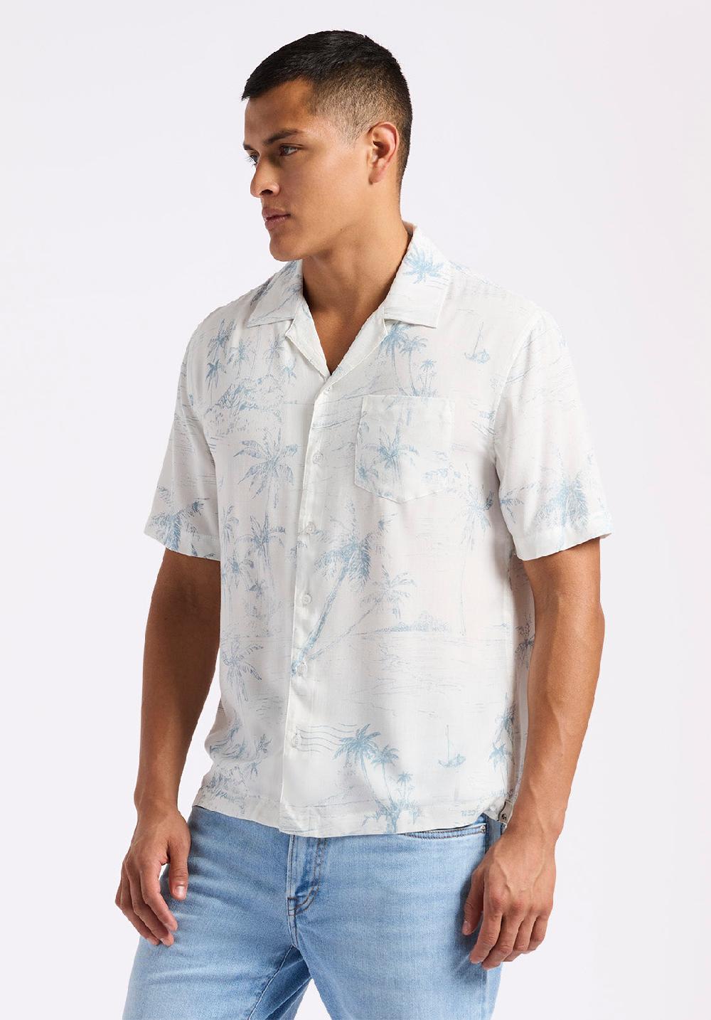 Buffalo David Bitton Chemise Boutonnée à Manches Courtes Imprimée Pour Homme Sandro Blanc