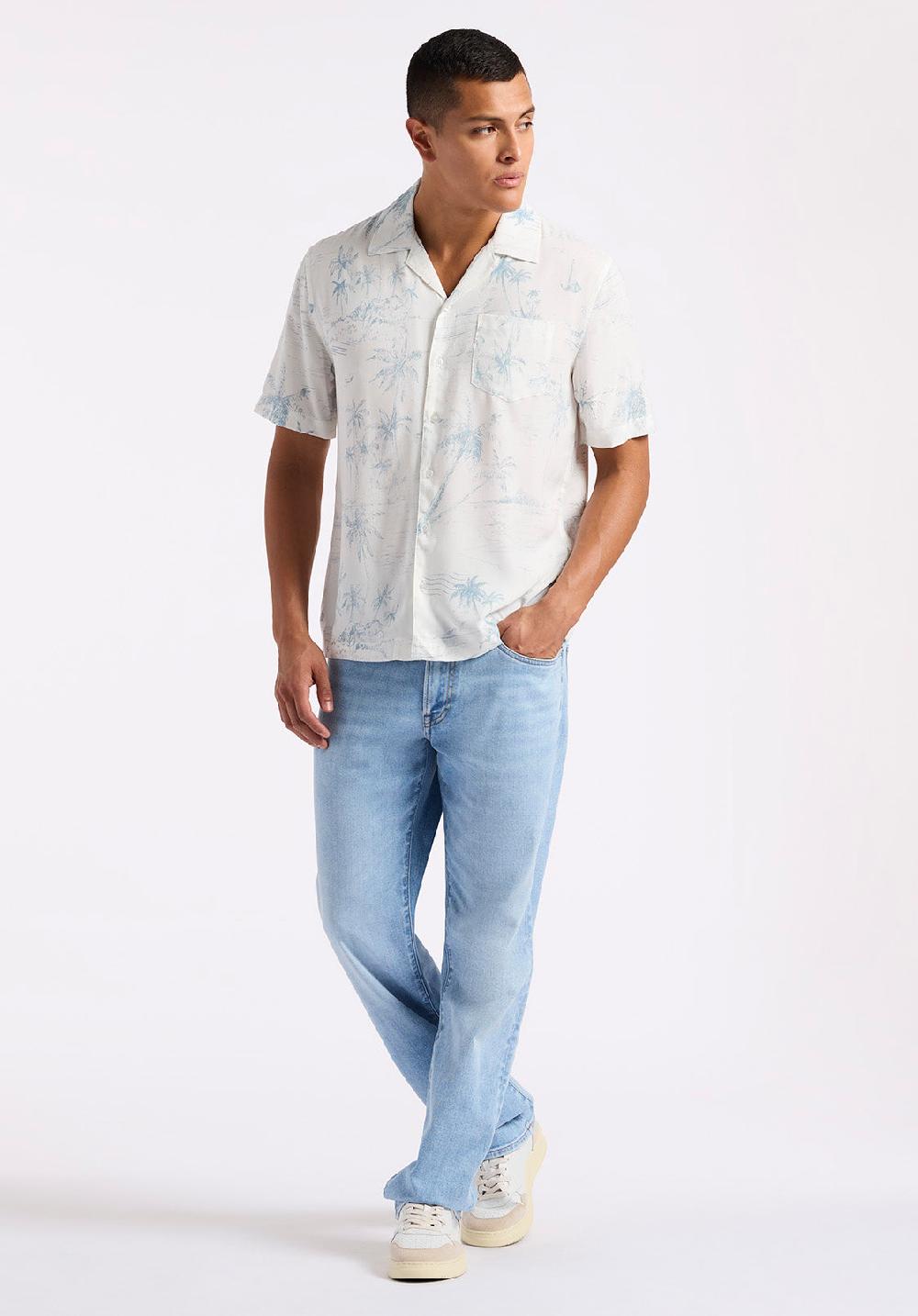 Buffalo David Bitton Chemise Boutonnée à Manches Courtes Imprimée Pour Homme Sandro Blanc