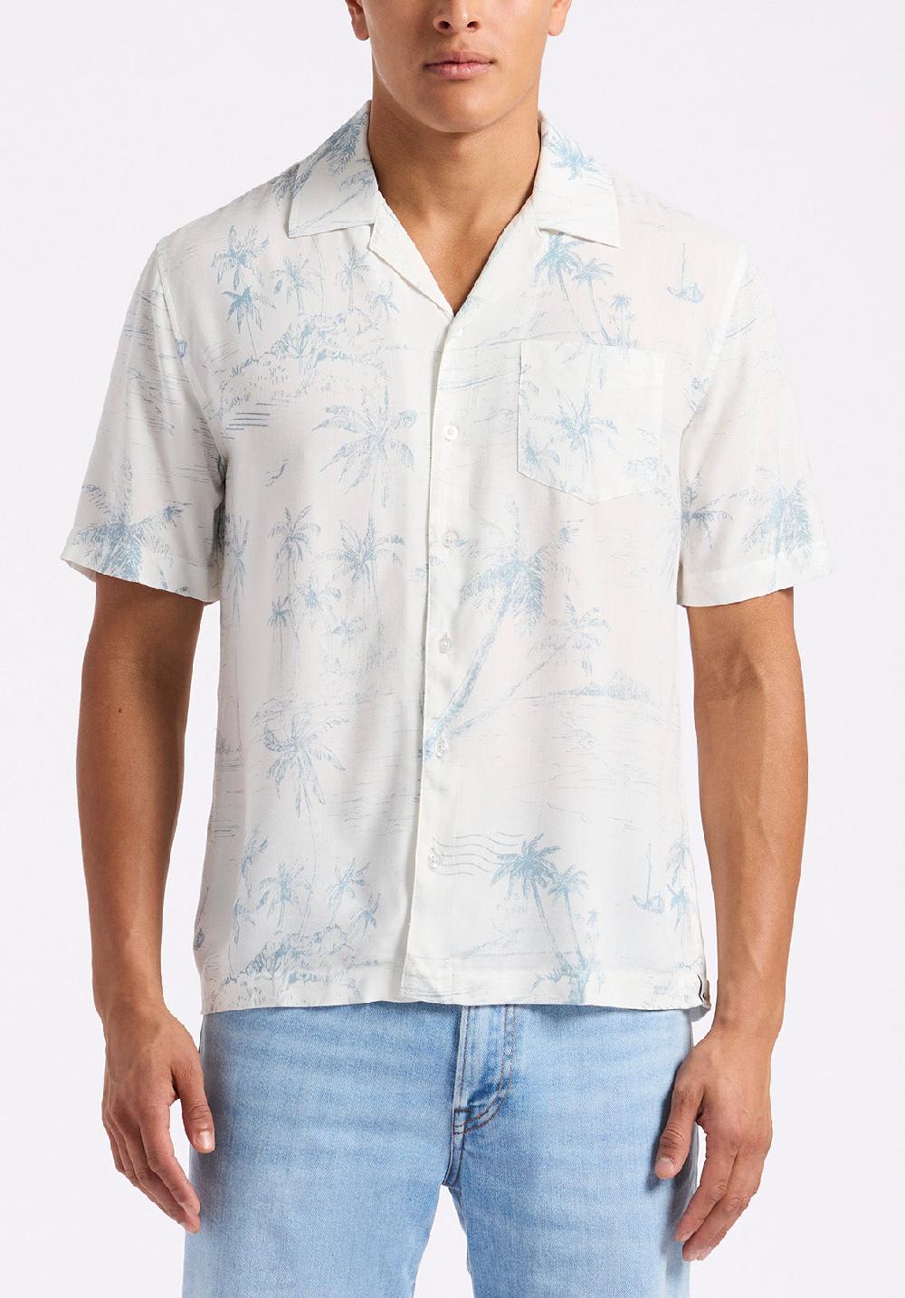 buffalo david bitton Chemise boutonnée à manches courtes imprimée pour homme Sandro Blanc