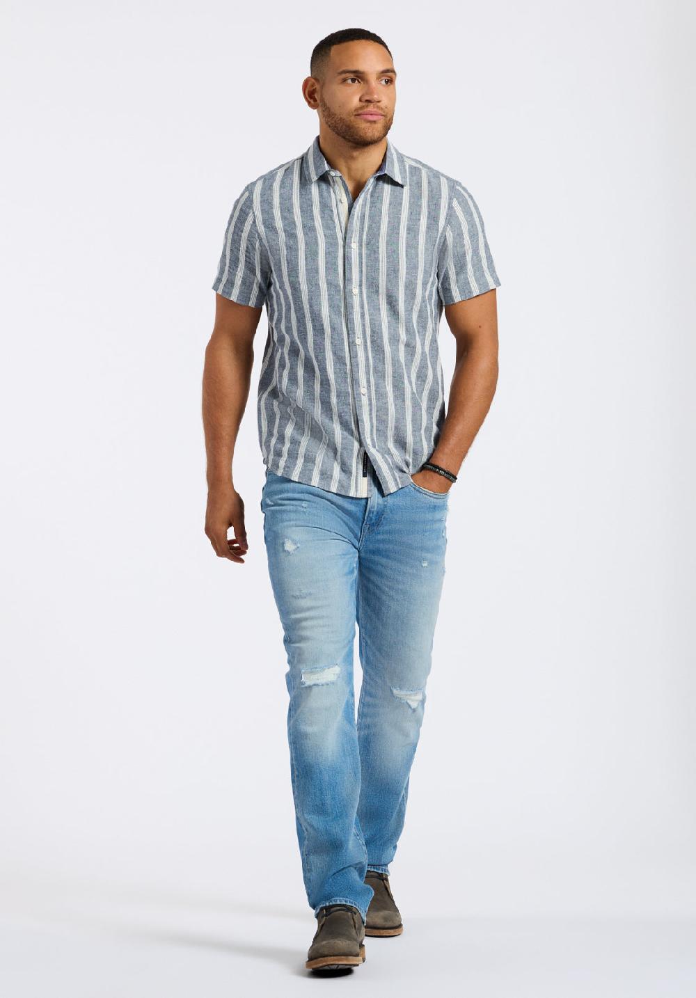 Buffalo David Bitton Chemise Boutonnée Coupe Décontractée Imprimée Pour Homme Sonix Marine